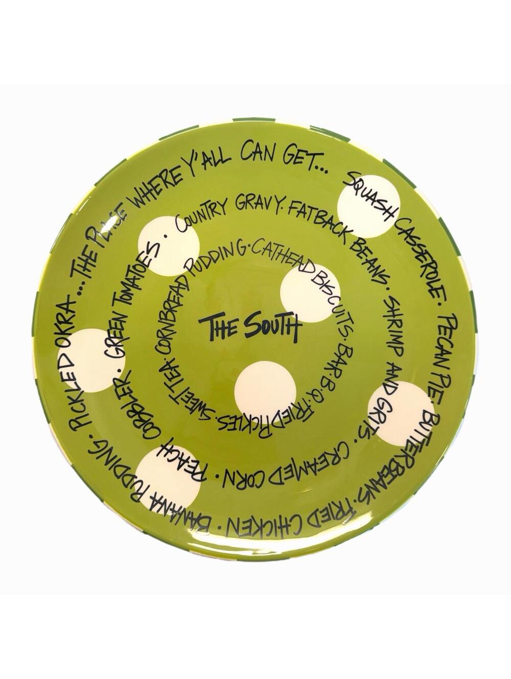 Magnolia Lane Collection “The South” Green Polka Dot Large 13.5” Plate / Platter